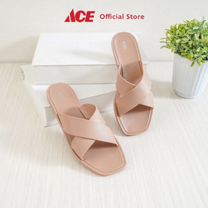 Ace - Ataru Ukuran 38 Sandal Wanita X Strap Matte - Krem Nude