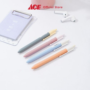 Ace - Ataru Set 4 Pcs Pulpen Hitam Retractable - Pastel