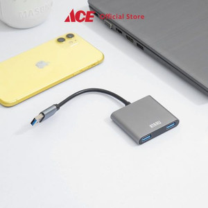 Ace - Ataru Usb 3.0 To 4 Usb Hub 3.0 Adapter - Abu-Abu