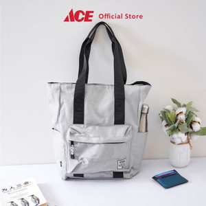 Ace - Ataru Tote Bag Canvas Dengan Laci Depan - Abu-Abu