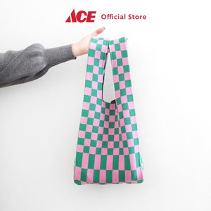 Ace - Ataru Tas Tangan Rajut Checkered - Pink/Hijau