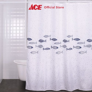 Ace - Forhom 180x200 Cm Tirai Kamar Mandi Dengan C Hooks Fish - Blue