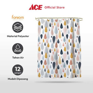 Ace - Forhom 180x180 Cm Tirai Kamar Mandi Dengan Hooks Waterdrop