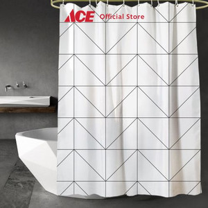 Ace - Forhom 180x180 Cm Tirai Kamar Mandi Dengan Hooks Geometri