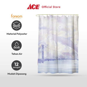 Ace - Forhom 180x180 Cm Tirai Kamar Mandi Dengan C Hooks Dolphin