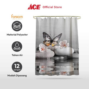 Ace - Forhom 180x180 Cm Tirai Kamar Mandi Dengan Hooks Butterfly