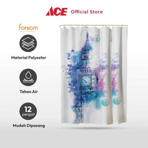 Ace - Forhom 180x180 Cm Tirai Kamar Mandi Dengan C Hooks Bell