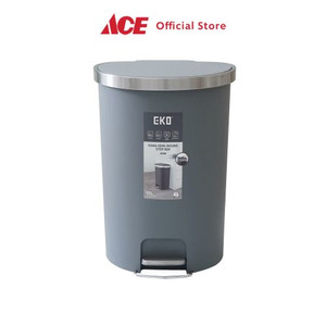 Ace - Eko 55 Ltr Hana Tempat Sampah Pedal Semi Round - Abu-Abu