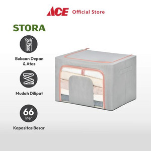 Ace - Stora 50X40X33 Cm Kotak Penyimpanan Lipat Ritsleting - Abu-Abu