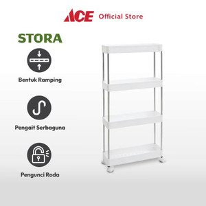 Ace - Stora Rak Troli Slim 4 Tingkat - Putih