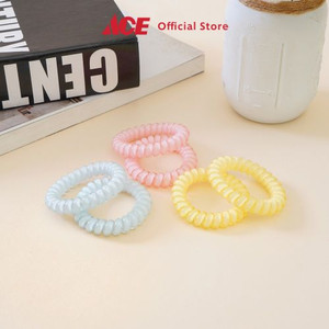 Ace - Ataru Set 6 Pcs Ikat Rambut Spiral Lg - Biru/Pink/Kuning