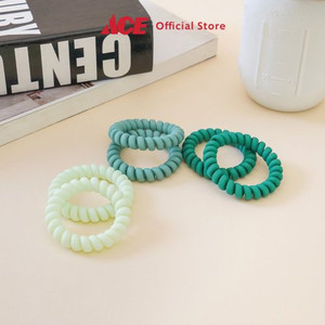 Ace - Ataru Set 6 Pcs Ikat Rambut Spiral Dengan Kotak - Hijau Gradasi