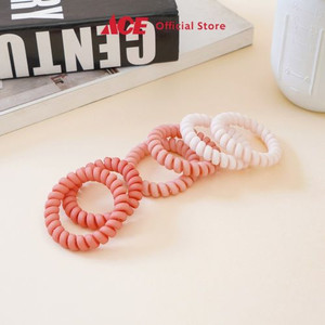 Ace - Ataru Set 6 Pcs Ikat Rambut Spiral Dengan Kotak - Pink Gradasi