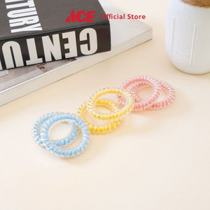 Ace Ataru Set 6 Pcs Ikat Rambut Spiral - Biru/Pink/Kuning