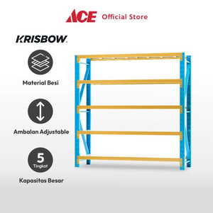 Ace Krisbow 180x70x250 Cm Rak Besi 5 Tingkat Heavy Duty Kuning/Biru