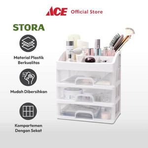 Ace - Stora Ukuran M Organizer Kosmetik 3 Tingkat - Putih