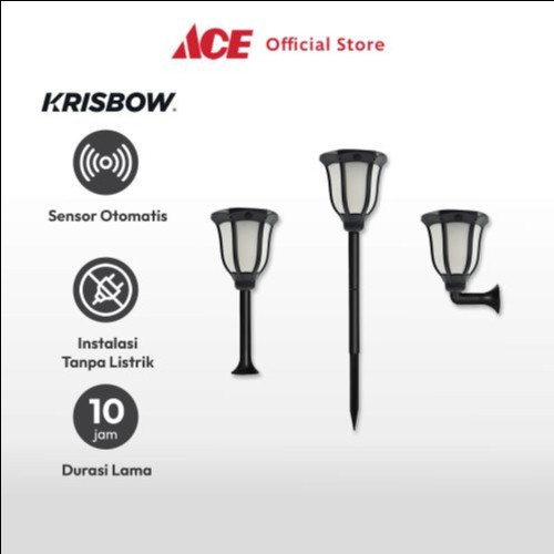 Ace - Krisbow Arni Lampu Taman Bollard Flame Solar 2 Watt