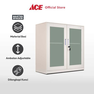 Ace - Masterspace Lemari Arsip 2 Pintu Kaca Buram - Krem