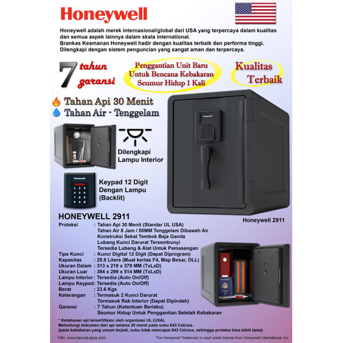 HONEYWELL 2911 Brankas Tahan Api Air Garansi 7 Tahun