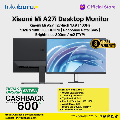 Xiaomi Mi A27I Desktop Monitor 27 Inch Full HD 100hz