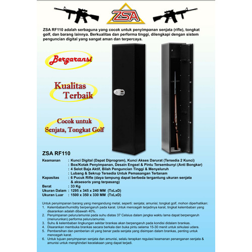 Brankas ZSA RF110 Steel Safe Rifle & Tongkat Golf