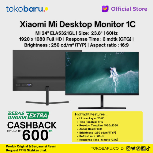 Xiaomi Mi Desktop Monitor 1C 23,8 inch Full HD Slim