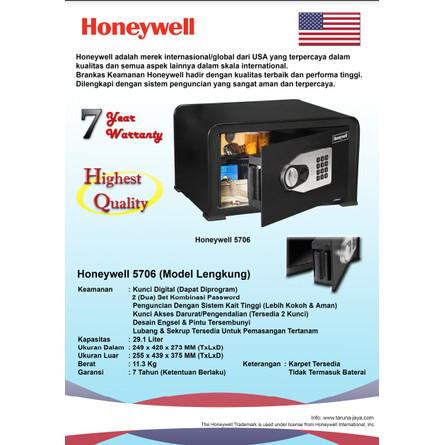 Brankas HONEYWELL 5706 2 Kunci Kombinasi Garansi 7Tahun