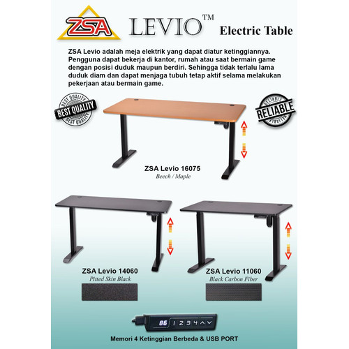 Meja Elektrik Gaming/Office ZSA LEVIO 16075 Garansi 2 Tahun