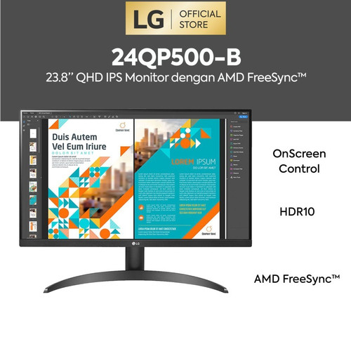 LG 24QP500-B QHD IPS Monitor LED dengan AMD FreeSync™