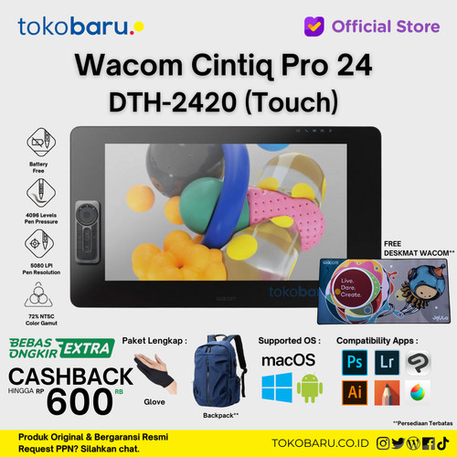 WACOM DTH-2420 Cintiq Pro 24 Garansi 1 Tahun Pen & Touch