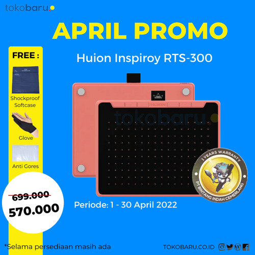 Huion RTS 300 Pen Tablet Small Garansi Resmi 1 Tahun Penganti H640P