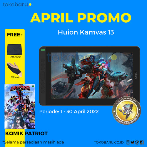 Huion Kanvas 13 Pen Tablet display Bonus ProGlove dan Softcase