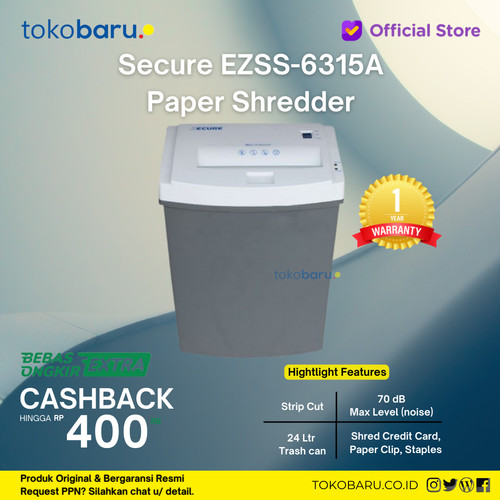 Penghancur kertas SECURE EZSS 6315A / EzSS-6315A PAPER SHREDDER