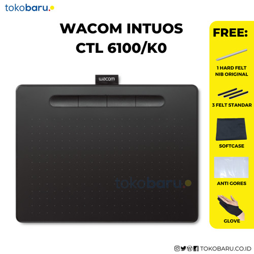 WACOM Intuos CTL-6100 Medium Black FREE SOFTCASE , ANTIGORES & Glove