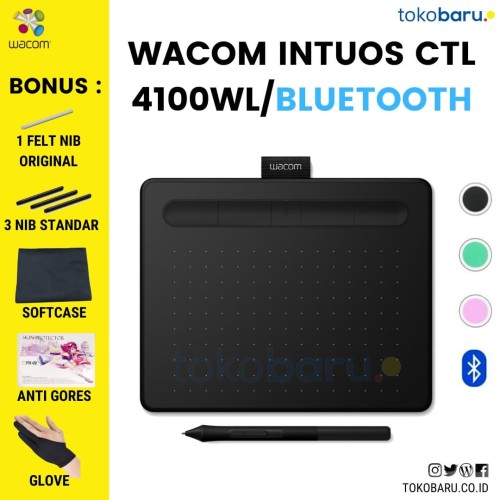 FREE SOFTCASE & ANTIGORES WACOM CTL-4100WL Intuos Pen Pink Wireless