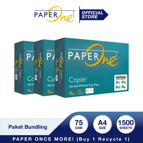 PaperOne Kertas A4 75gr Copier 3 Rim (1500 lembar) Kertas HVS