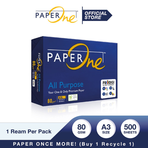 PaperOne Kertas A3 80gr All Purpose 1 Rim (500 lembar) Kertas HVS