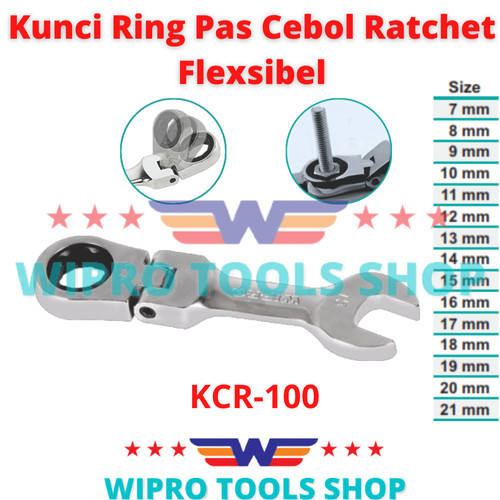 Kunci Ring Pas Cebol Ratchet Flexsible KCR-100 Wipro