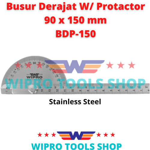 Penggaris Busur Derajat dengan Protactor 90 x 150mm BDP 150 Wipro