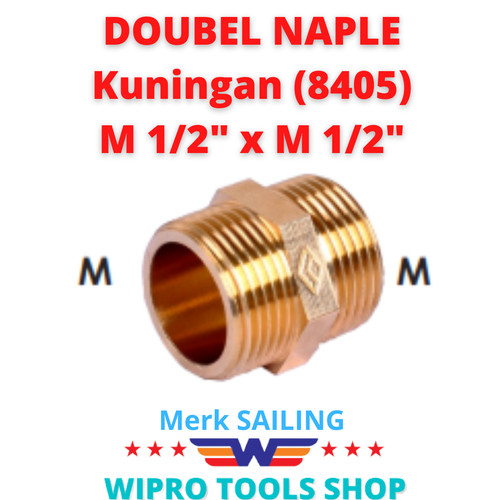 Dobel Nepel Selang Double Naple Drat Luar 1/2"xDrat Luar 1/2" KUNINGAN