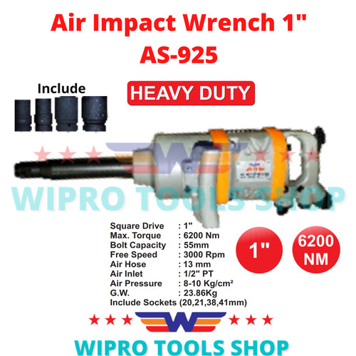 WIPRO Alat Buka Baut Ban Angin Air Impact Wrench HEAVY DUTY 1" AS-925