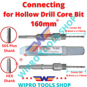 Penyambung Hole Saw Beton Connecting Hollow Drill SDS Plus HEX 160mm