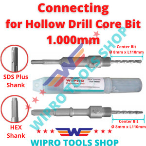 Penyambung Hole Saw Beton Connecting Hollow Drill SDS Plus HEX 1.000mm