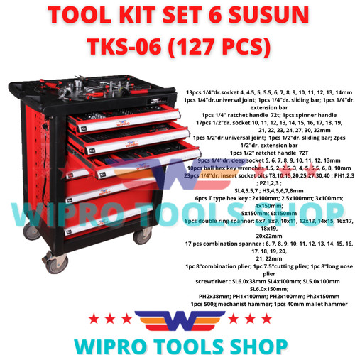 WIPRO Tool Cabinet / Tool Kit Set 6 Susun 127Pcs TKS-06