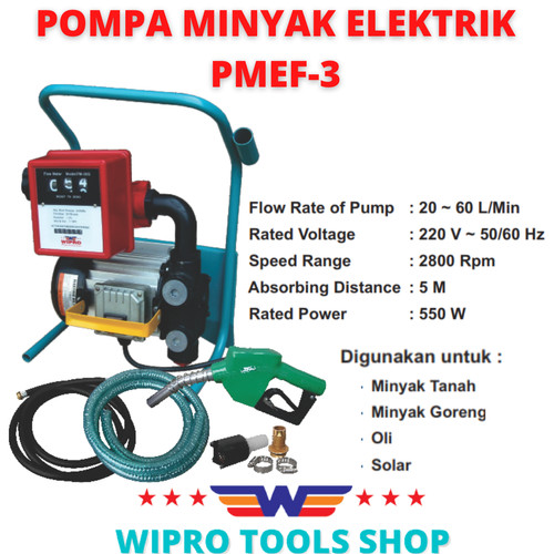 Fuel Transfer Pump / Pompa Minyak Elektrik+Flow Meter 3 Digit PMEF-3