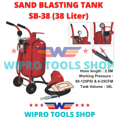 WIPRO Sand Blasting Tank / Tangki Sand Blasting 38 Liter SB-38