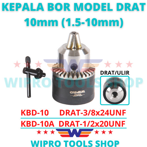 WIPRO Kepala Bor / Drill Chuck Model Drat 10mm (1.5-10mm)