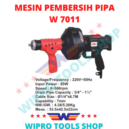 WIPRO Electric Drain Cleaner / Mesin Pembersih Pipa W7011