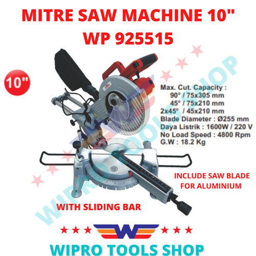 WIPRO Mesin Potong Aluminium / (Mitter) Mitre Saw Machine 10" WP925515