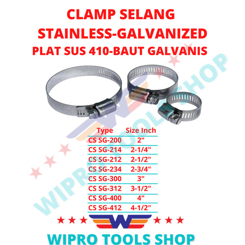 Clamp / Klem Selang Plat 2",2-1/4",2-1/2",2-3/4",3",3-1/4",4",4-1/2"